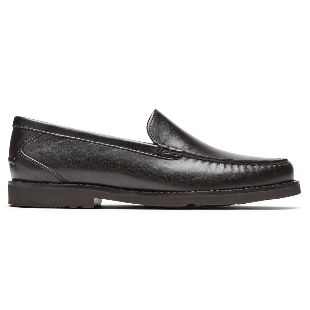 Rockport Men's Modern Prep Venetian Slip-Ons Loafers - Black - USA (7425UZVRP)